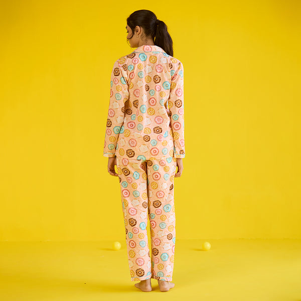 Women Doughnut Peach Pajama Set