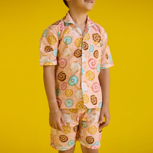 Doughnut Peach Shorts Set For Kids