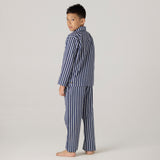 Navy Bold Striped Pajama Set For Kids