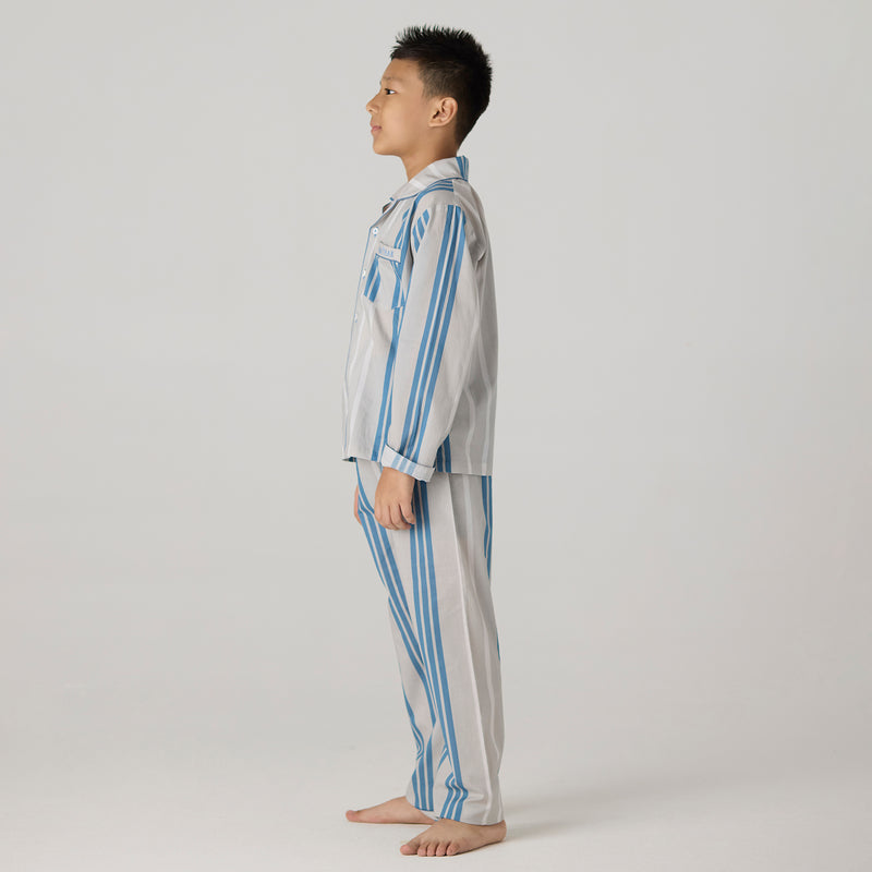 Coastal Striped Pima Pajama Set For Kids