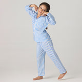 Azure Striped Pajama Set For Kids