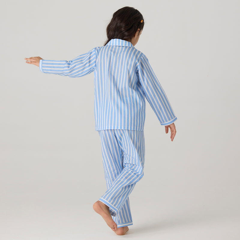 Azure Striped Pajama Set For Kids