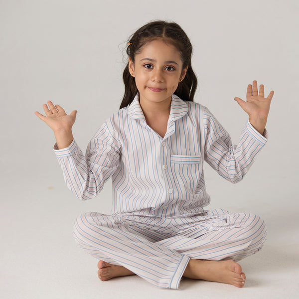 Serene Striped Pajama Set For Kids