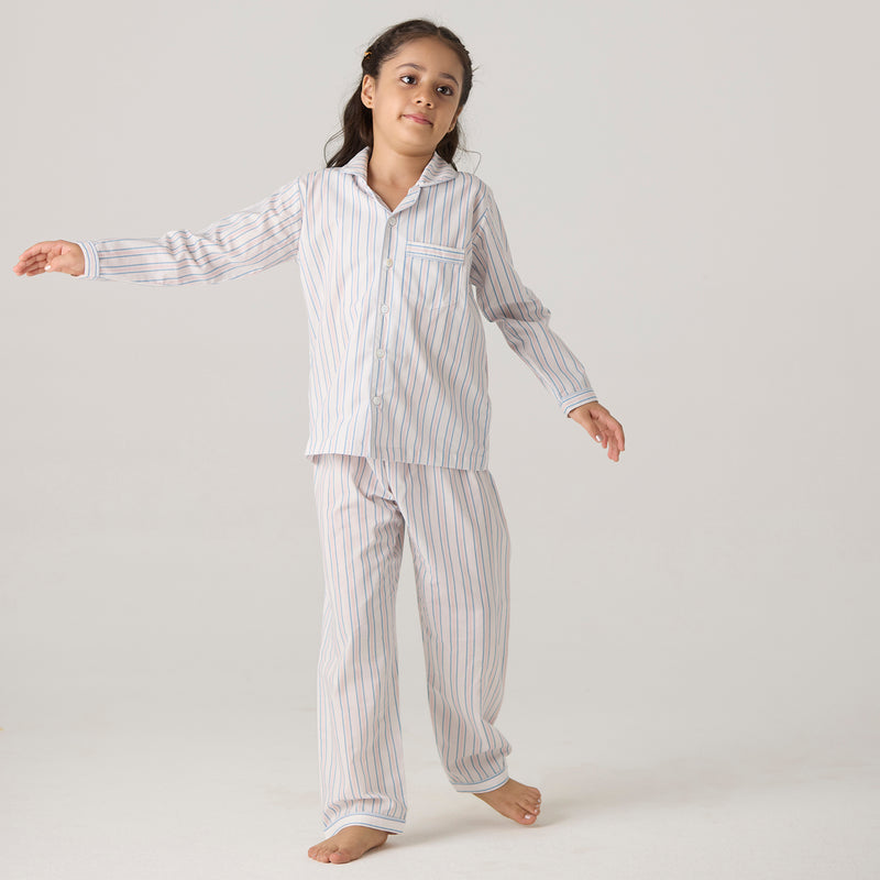 Serene Striped Pajama Set For Kids