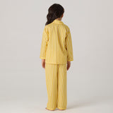 Lemon Striped Pajama Set For Kids