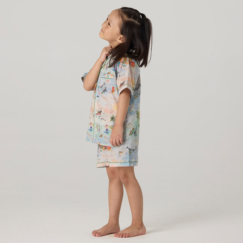 Ocean Pima Shorts Set For Kids