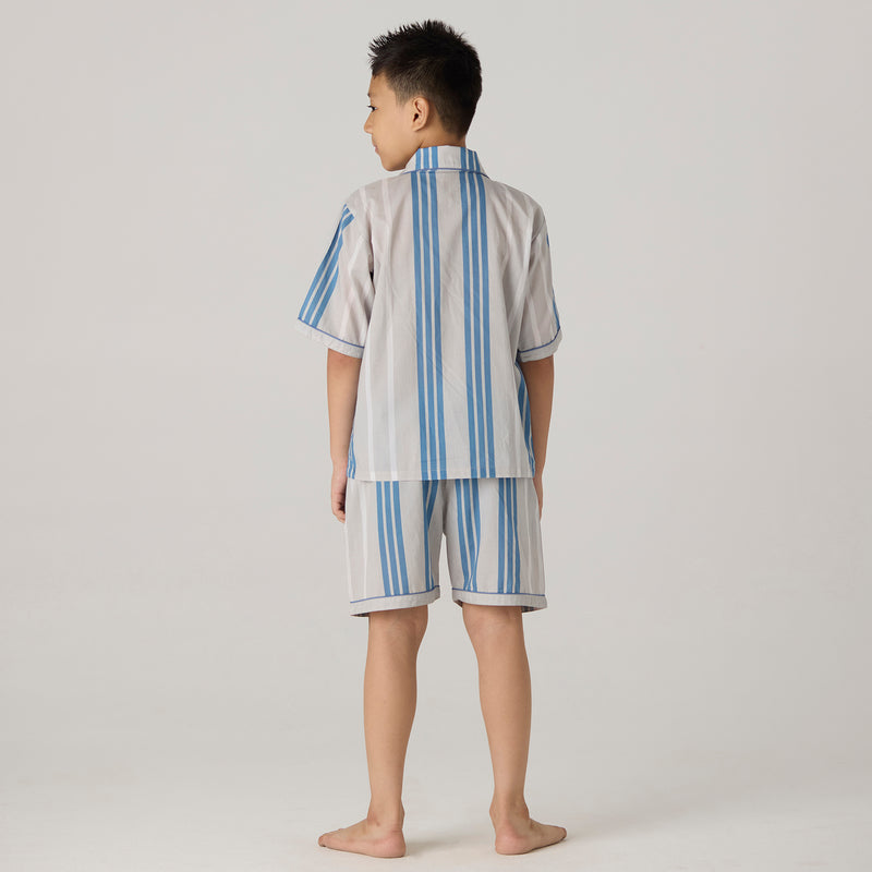 Coastal Striped Pima Shorts Set For Kids