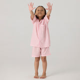 Blush Striped Pima Shorts Set For Kids