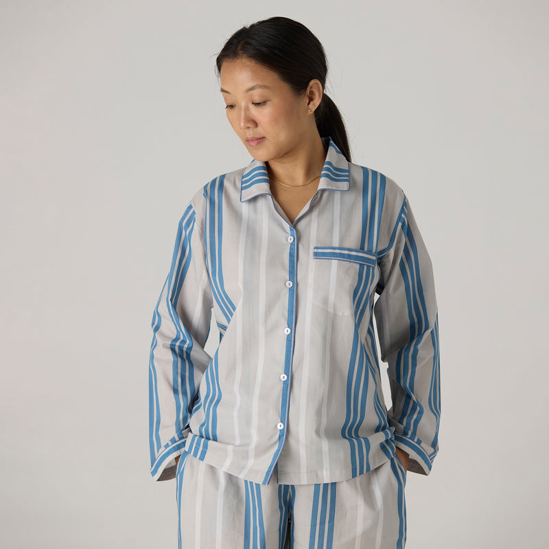 Women Coastal Striped Pajama Set