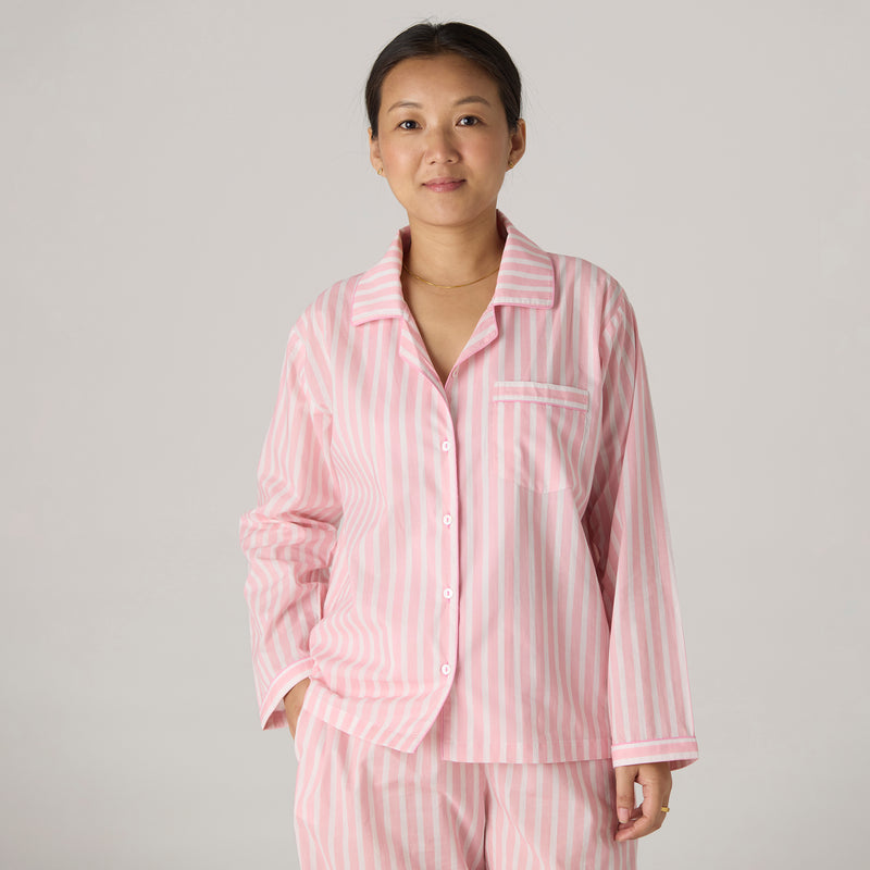 Women Blush Striped Pima Pajama Set