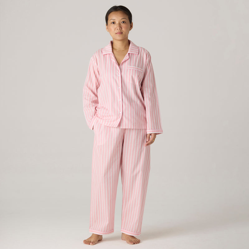 Women Blush Striped Pima Pajama Set