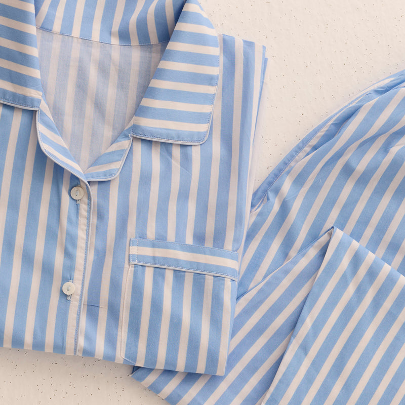 Men Azure Striped Pajama Set