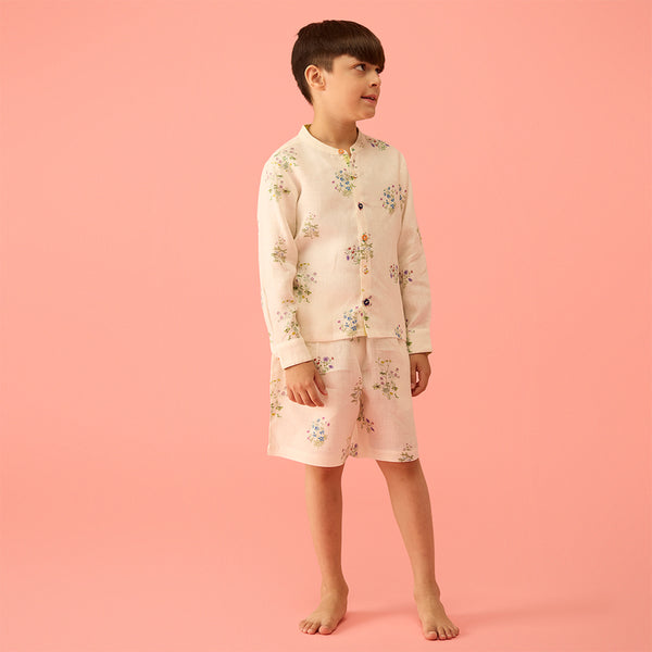 Ivan Floral Linen Co-Ord Set - Ivory