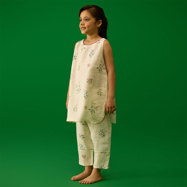 Fara Floral Kurta Set - Ivory