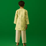 Kash Floral Linen Kurta Set - Pistachio