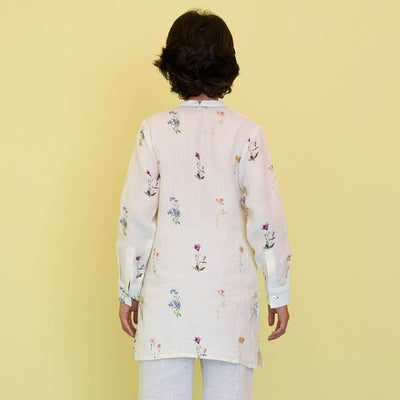 Ren Botanical Linen Kurta - Ivory