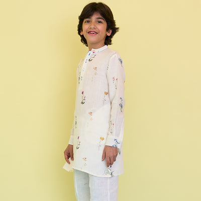 Ren Botanical Linen Kurta - Ivory