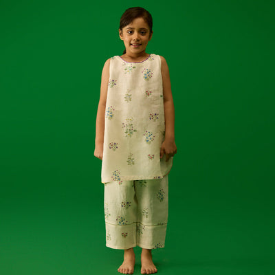 Fara Floral Kurta - Ivory