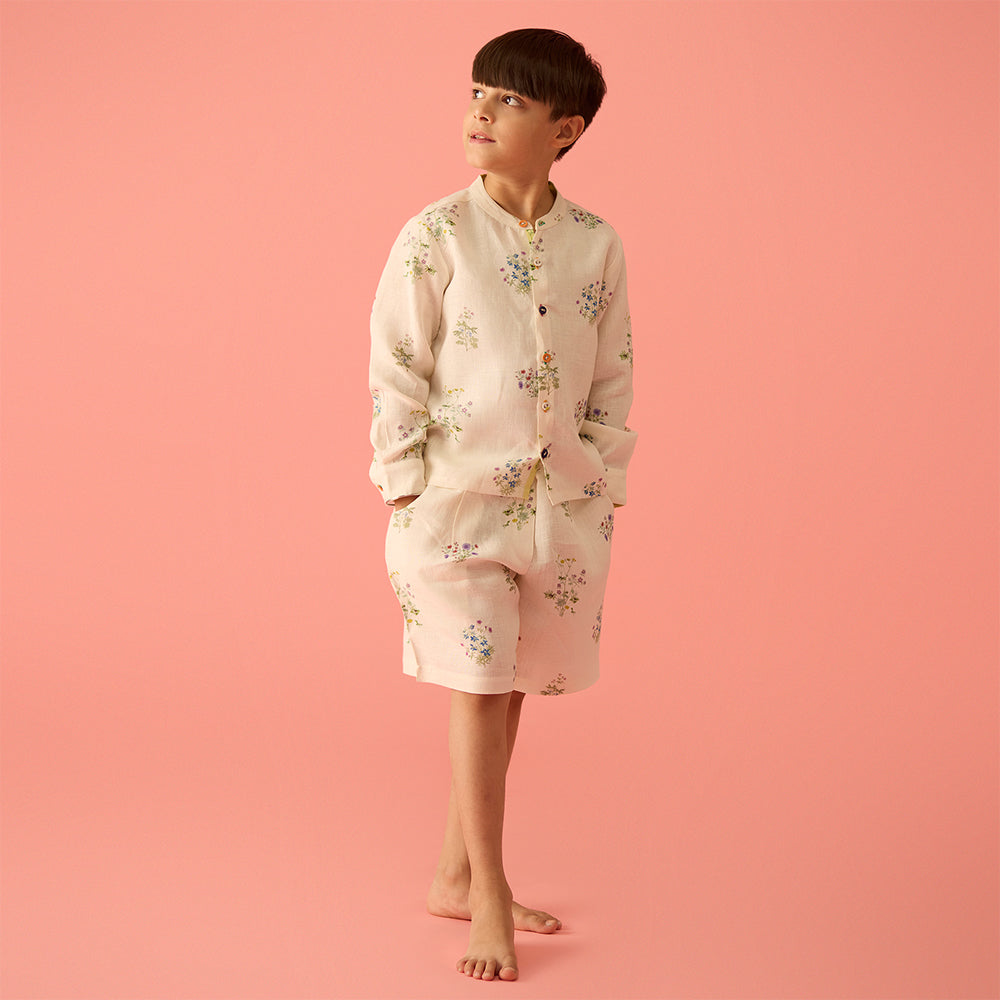 Ivan Floral Linen Shirt | Floral Print Kids' Shirt | Little West Street