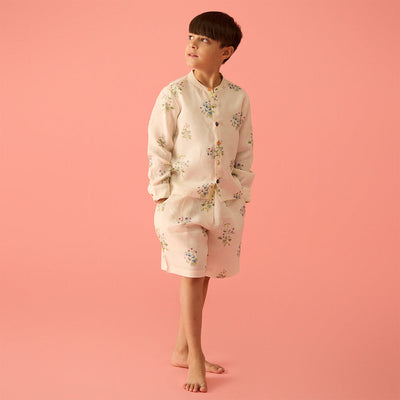 Ivan Floral Linen Shirt- Ivory