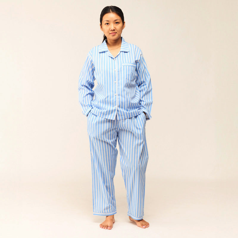 Women Azure Striped Pajama Set