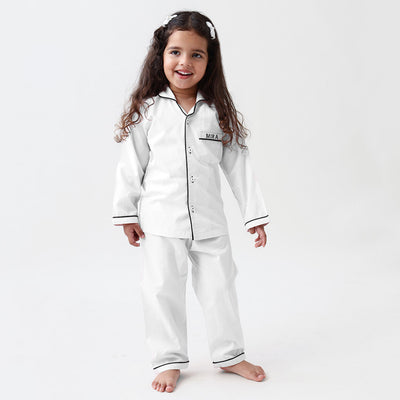 Classic White Pajama Set For Kids