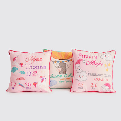 Unicorns Birth Stat Pillow