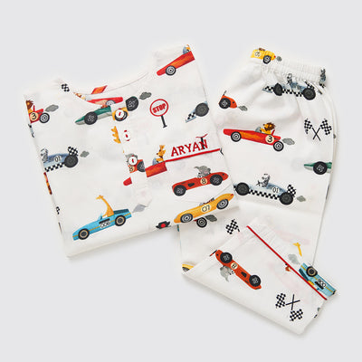 Racing Cars Organic Pajama Set For Kids