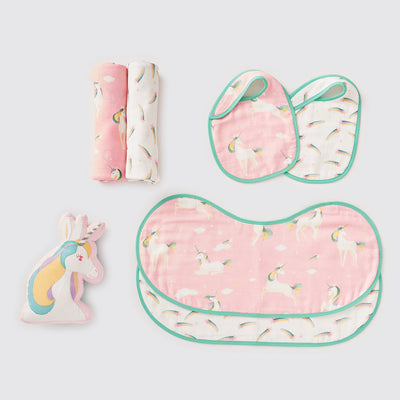 New Beginnings Organic Muslin Gift Box (Unicorns)