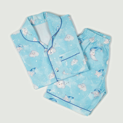 Celestial Blue Organic Shorts Set For Kids