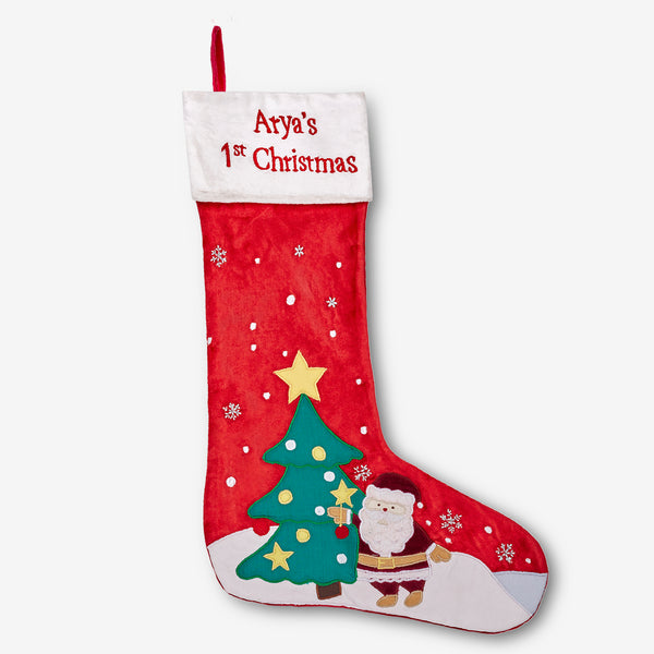 Santa & Christmas Tree Luxe Stocking